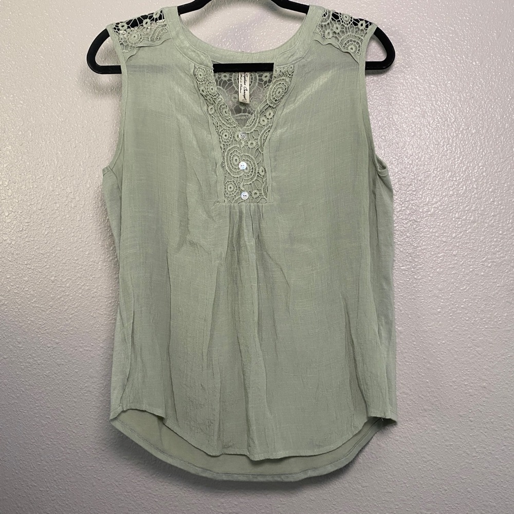 Green Crochet Blouse Large Fairycore Festival Goblincore Boho Bohemian Gauzy